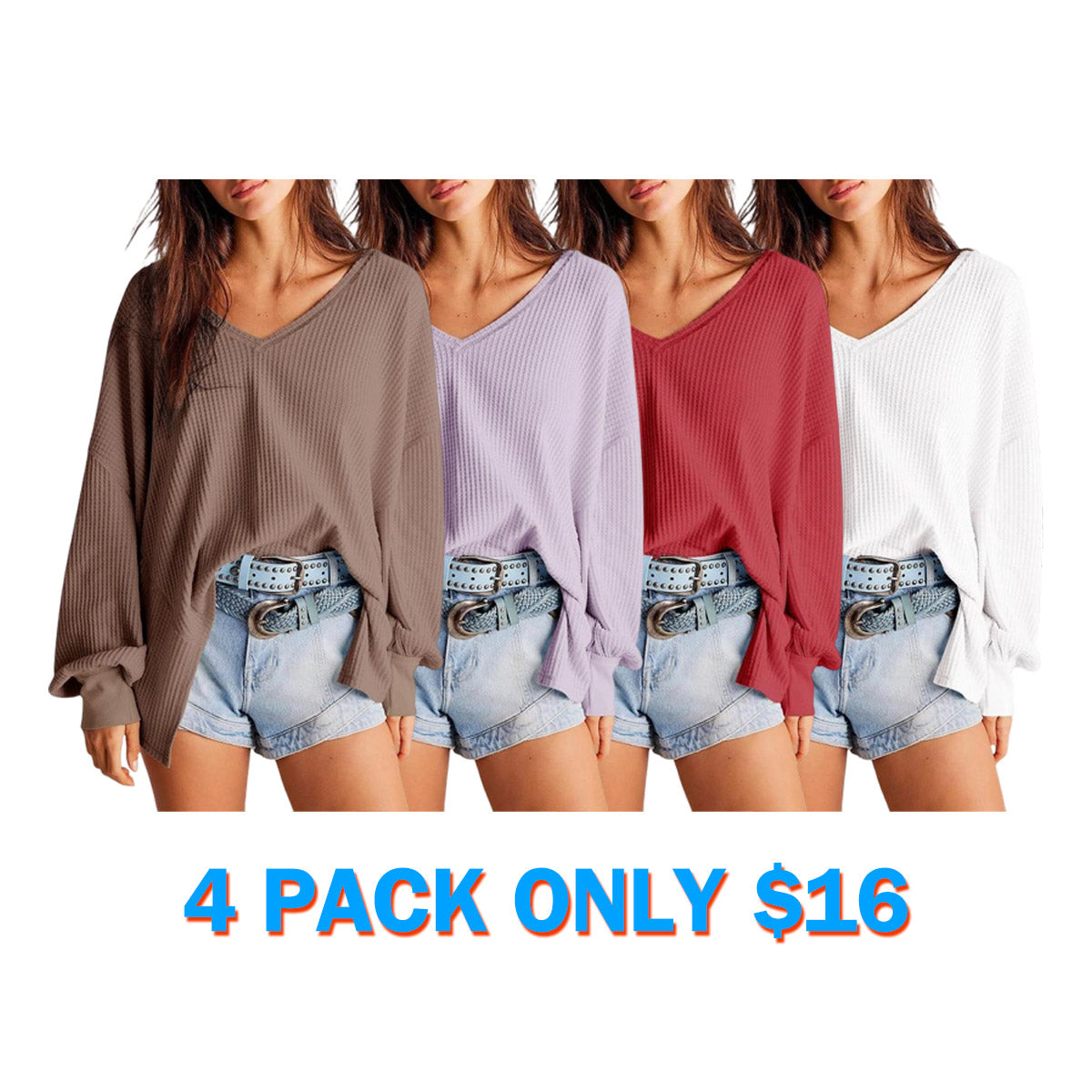 Womens Waffle Knit Tops