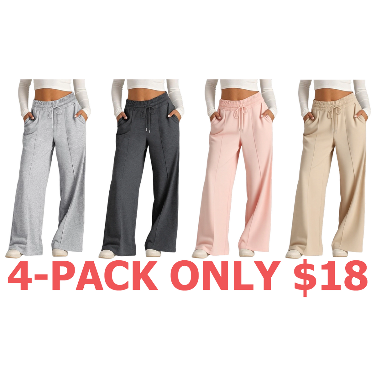 Women's Wide Leg Sweatpants Casual Loose Solid Color Pants