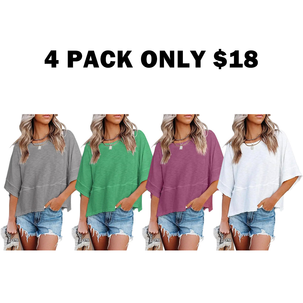 Women's Casual Batwing Half Sleeve T-Shirts