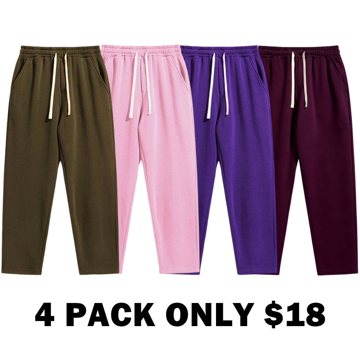 Men's Regular Fit Solid Drawstring Waist Sweatpants