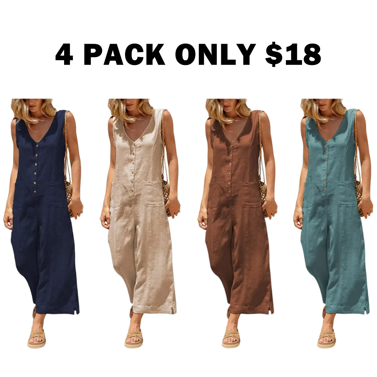 Women Button Down Jumpsuits