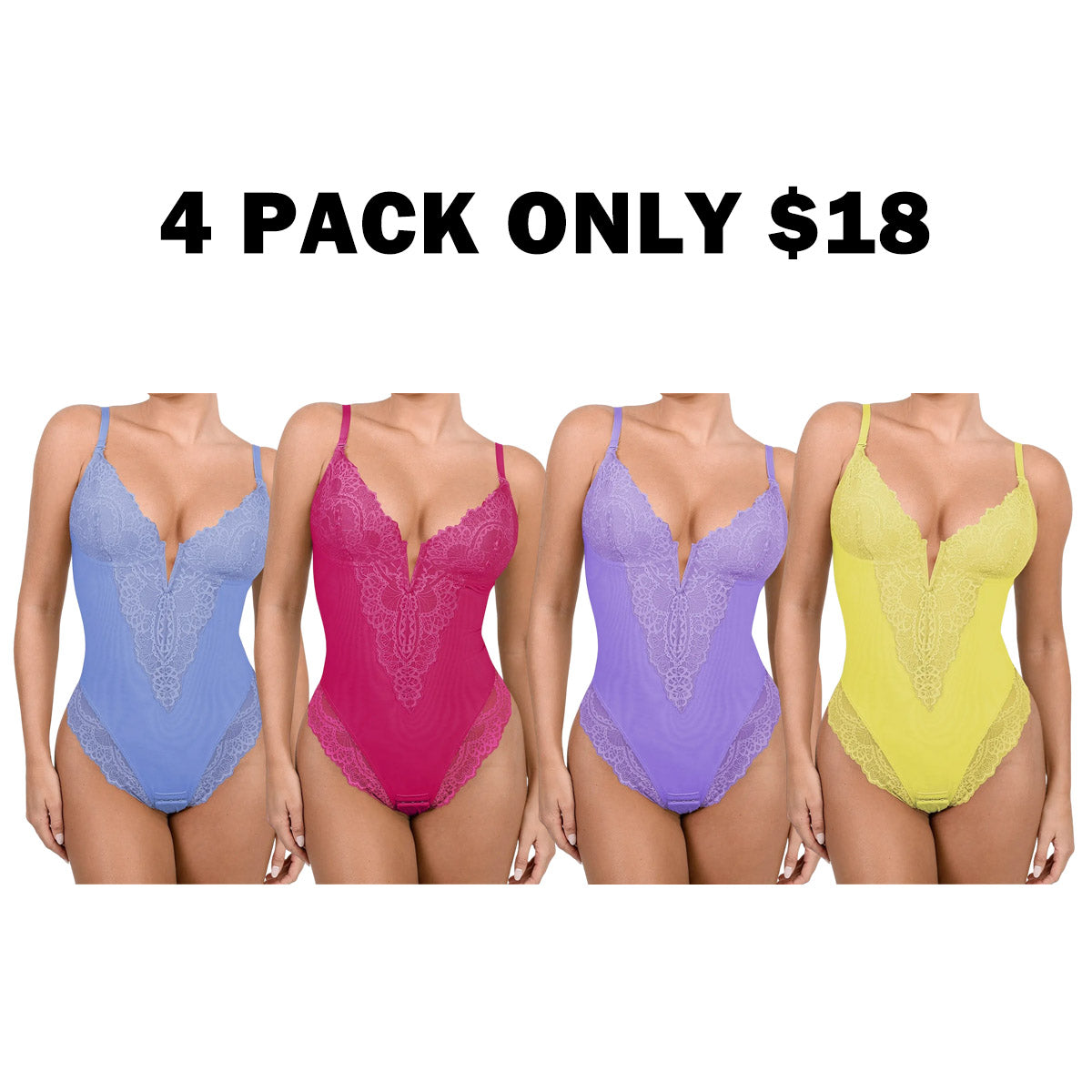 Deep-V Neck Lace Bodysuits