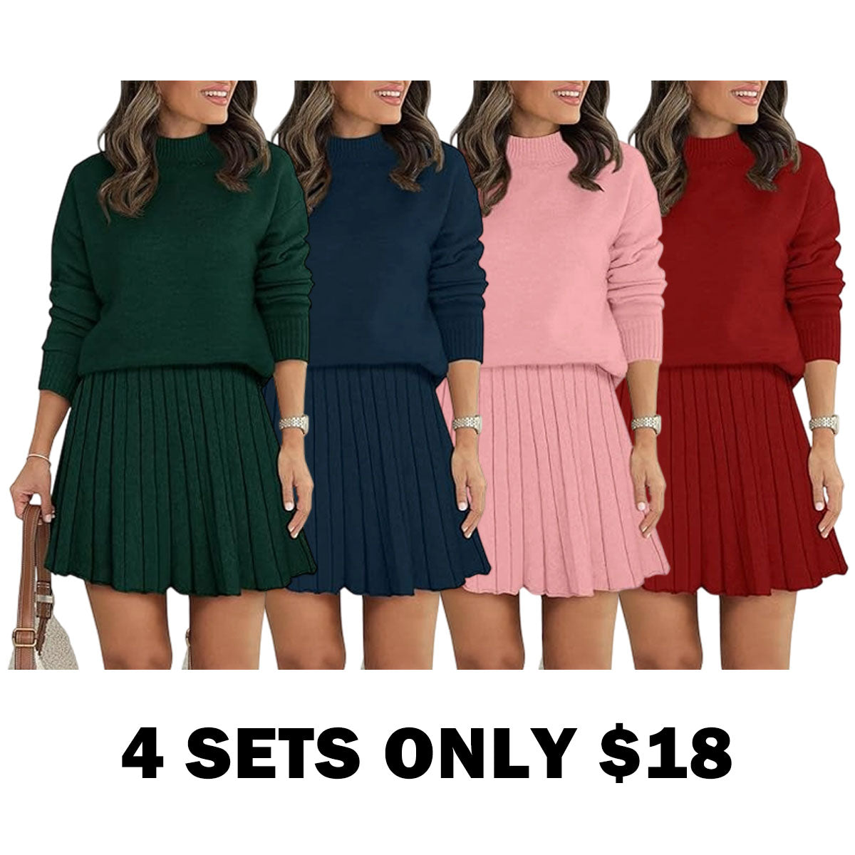 Women's 2 Piece Skirt Sets Pullover Sweater Sets