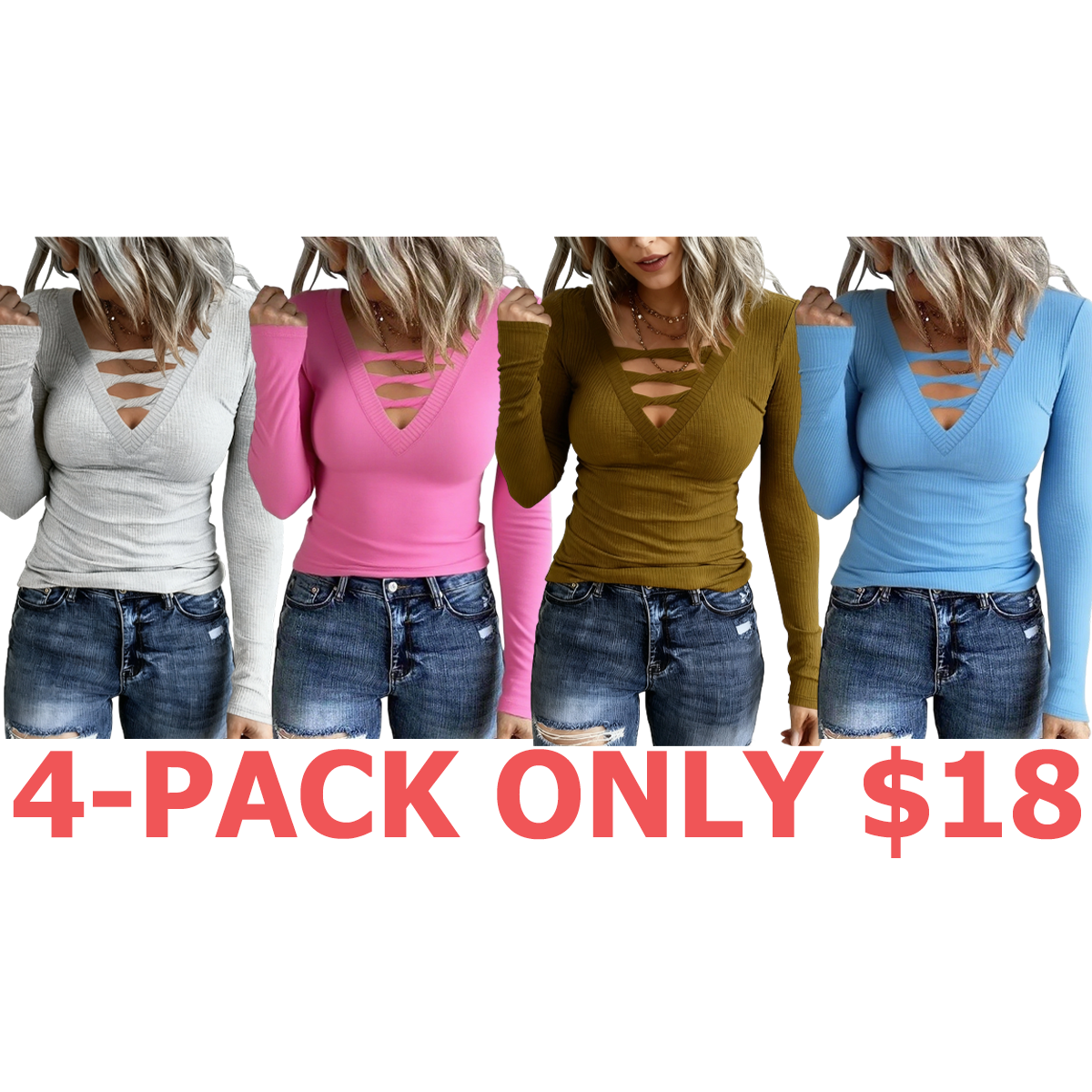 Women's Plain Cut Out Long Sleeved Basic Tee