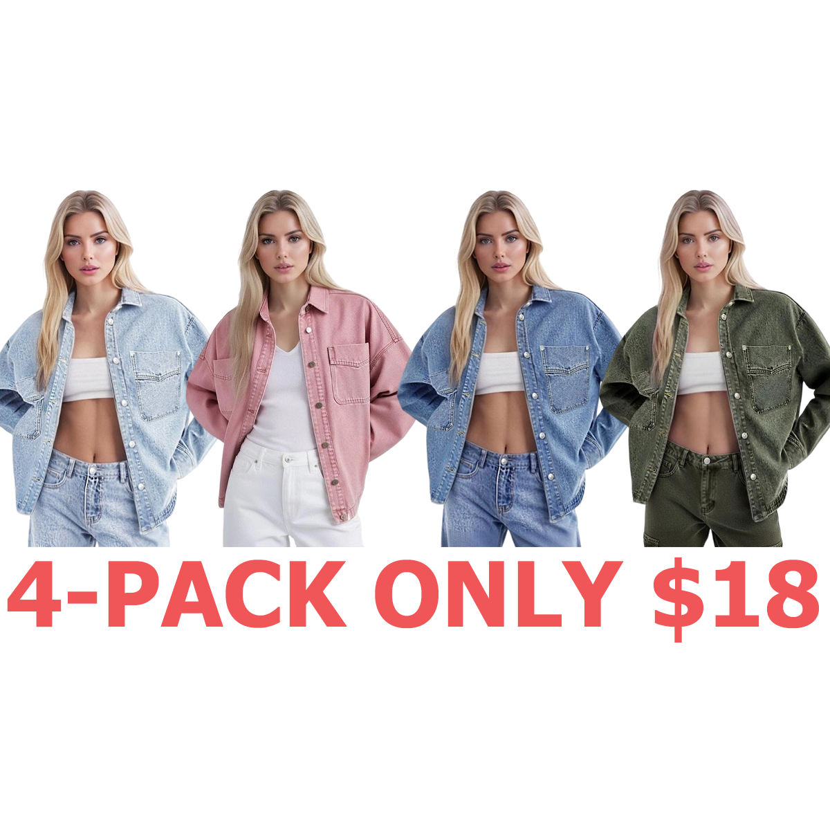 Women's Plain Button Front Drop Shoulder Curved Hem Denim Jacket