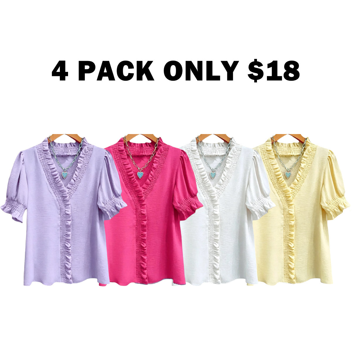 Ruffle Trim V - Neck Blouse