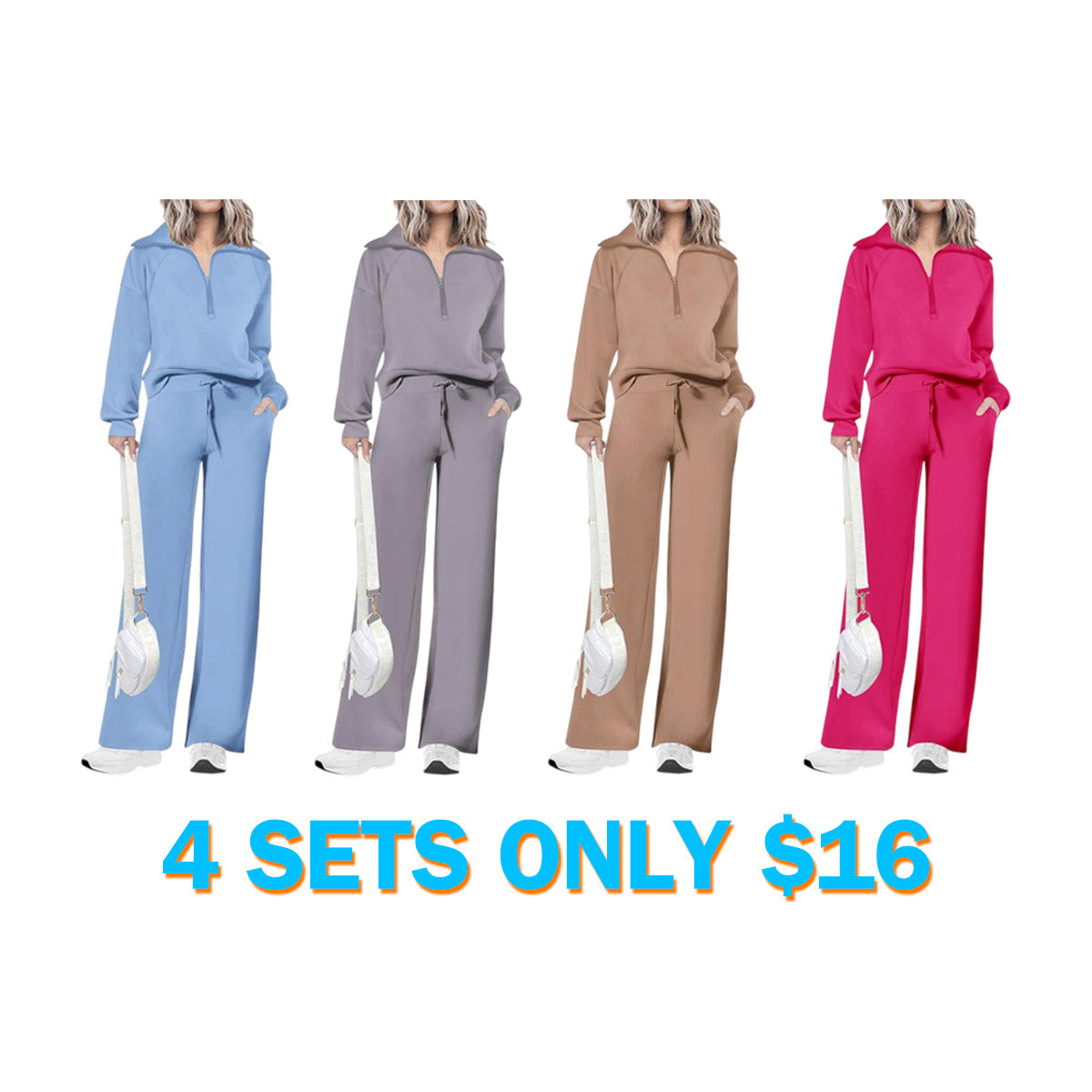 Women's wear Chic 2-Piece Set Outfits Half Zip Style