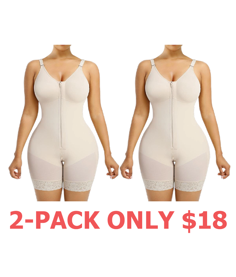 Women's Shaping Underwear Tummy-Control and Butt-Lifting Shaping Pants Zippered Crotch Removable Straps