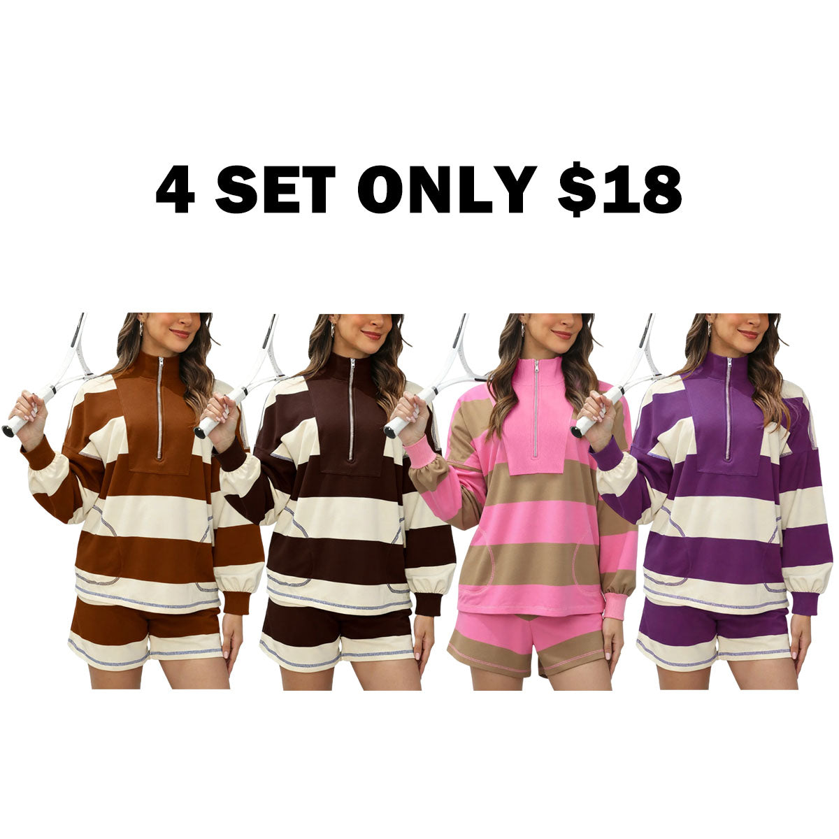 Women's Striped Lounge Set 2 Piece Set