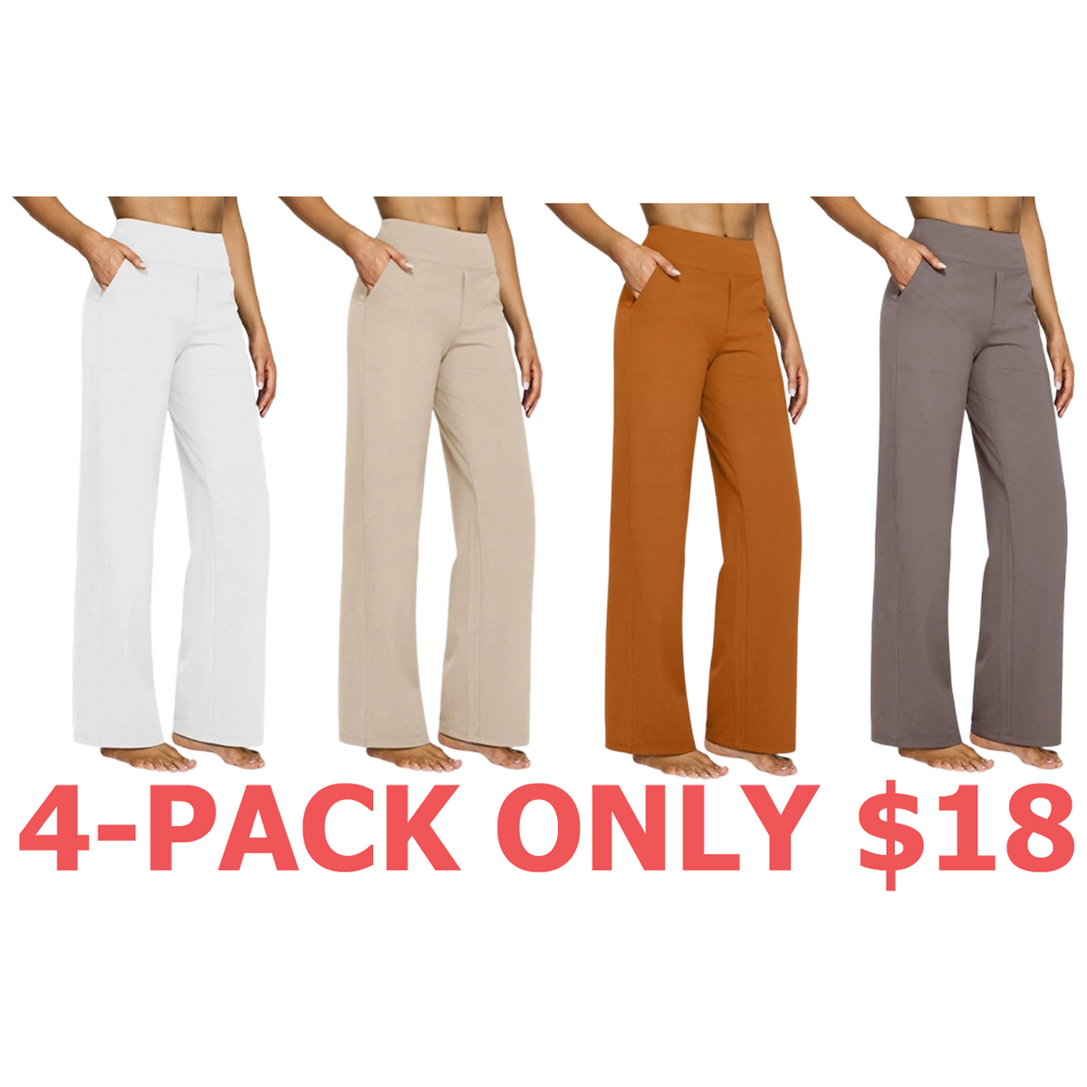 Women's 8-Piece Set Wide-Leg Pants with Pockets