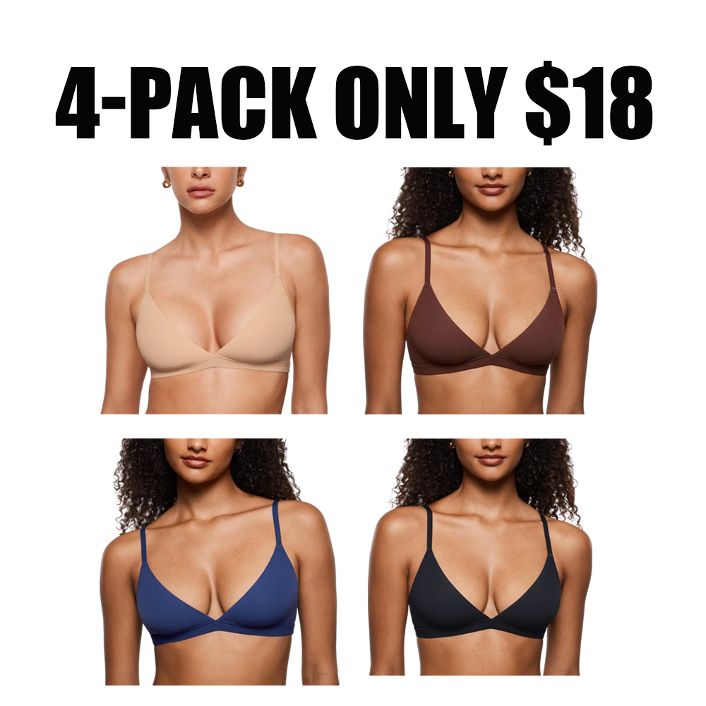 Women's Deep V, Unlined, Seamless, Wire-Free Triangle Bra
