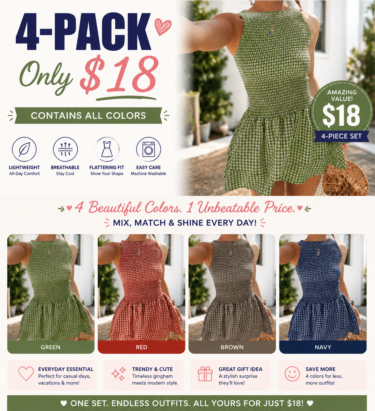 ⏰Hot Sale-Women'S Casual Fashion Sleeveless Short Dress🔥8-Pack - All Colors Included