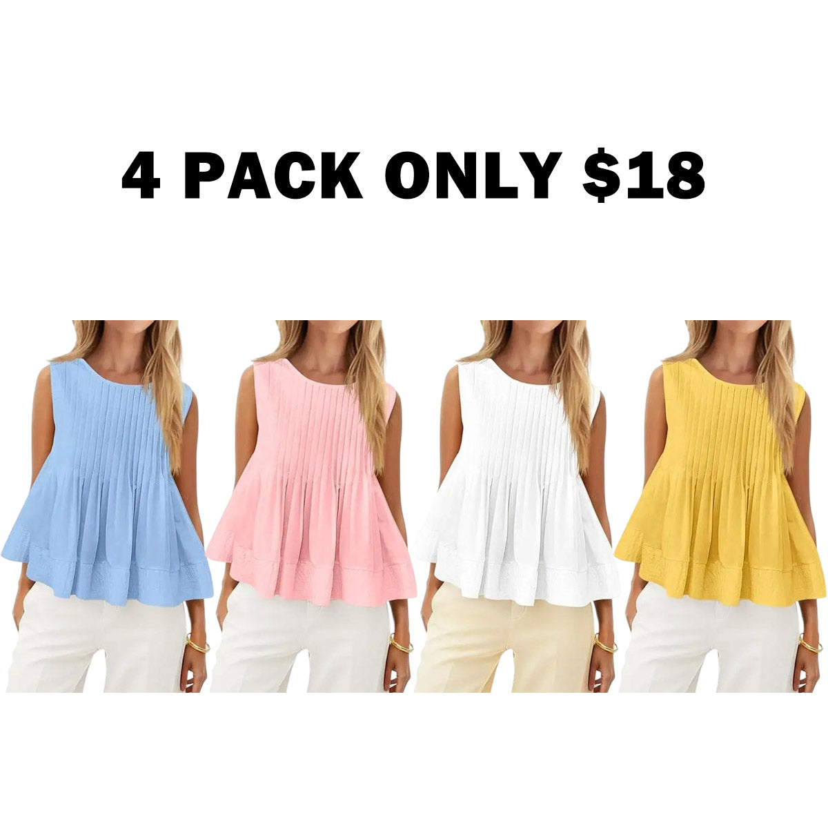 Women’s Pleated Babydoll Tank Tops