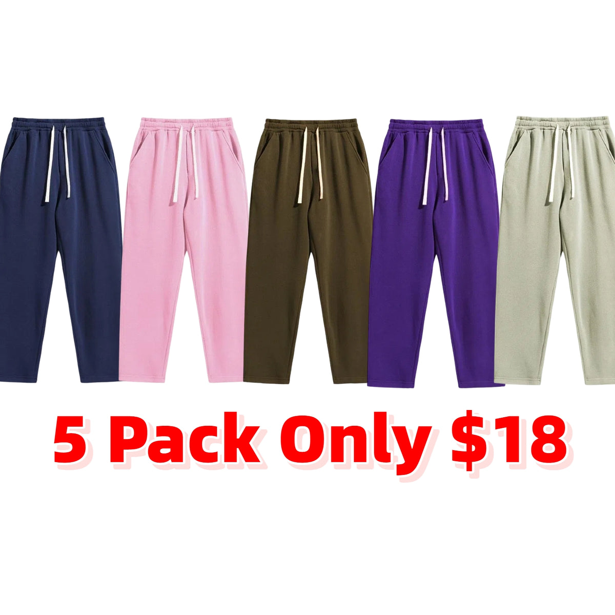 Men's Regular Fit Solid Drawstring Waist Sweatpants