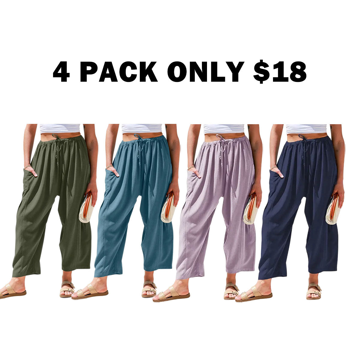 Women‘s Linen Blend Wide Leg Pants
