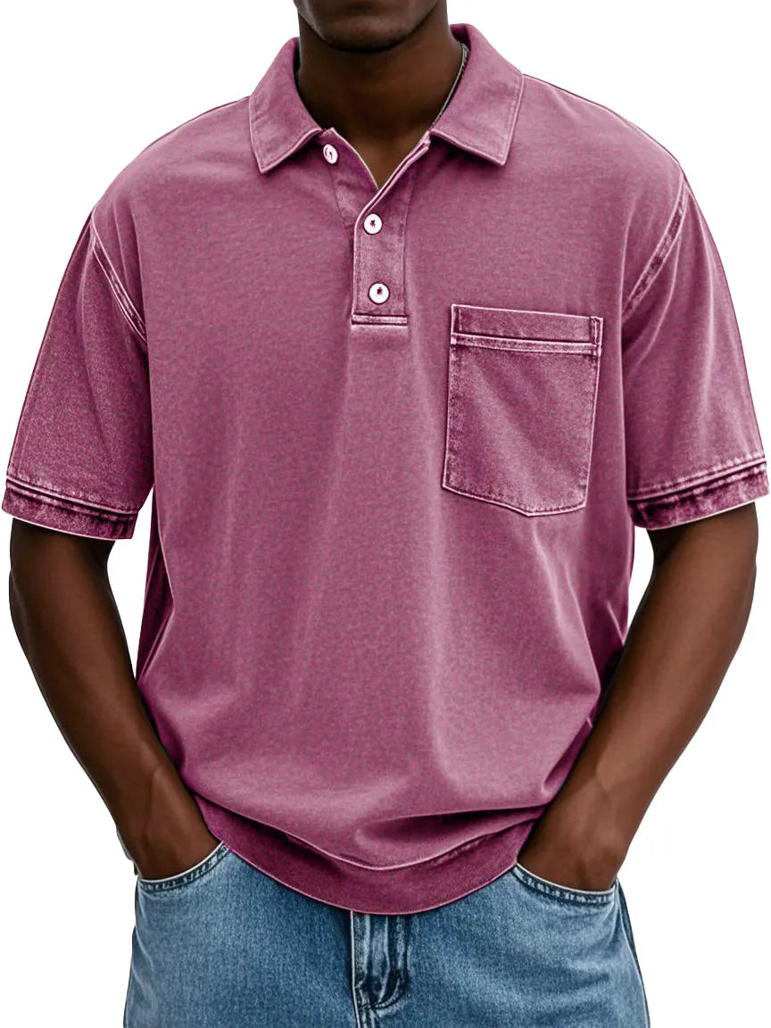 FINAL SALE⚡10 Packs for $34.99⚡ - Men's Retro Distressed Lapel Short-sleeved Pocket Polo Shirt