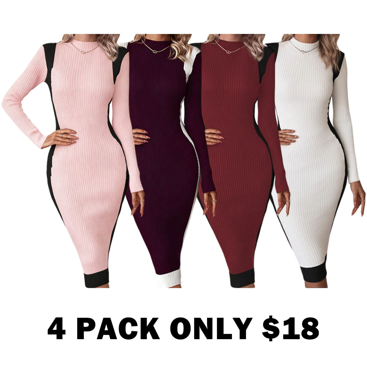 Elegant Long Sleeve Knit Dress for Women
