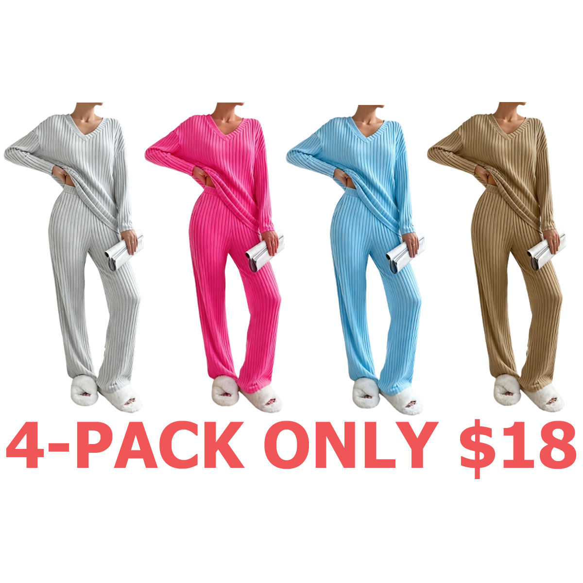 Women's Solid Drop Shoulder Pocket Lounge Set