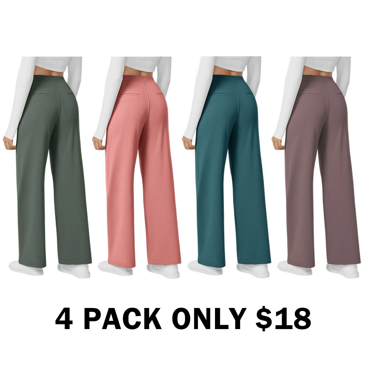 High Waisted Pocket Straight Leg Work Pants