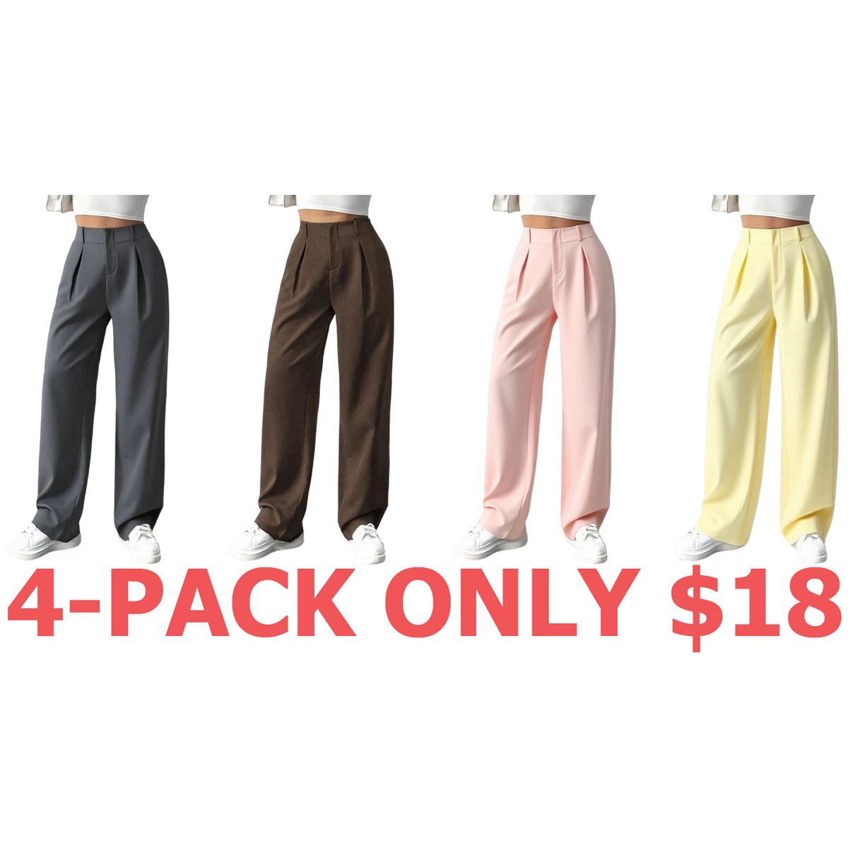 Women's Solid Color Plicated Pocket Wide Leg Pants