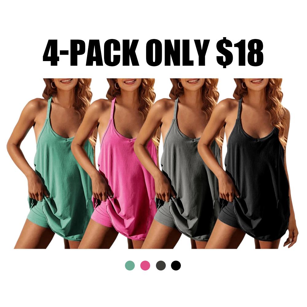 Women's Summer Sleeveless Mini Dress, Casual Sporty Dress, Short Tennis Skirt with Pockets