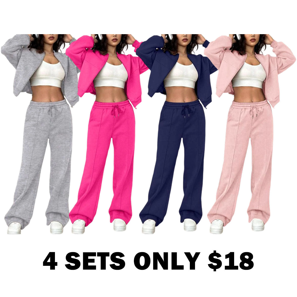Casual Striped Long Sleeve Zipper Jacket and Pants Set