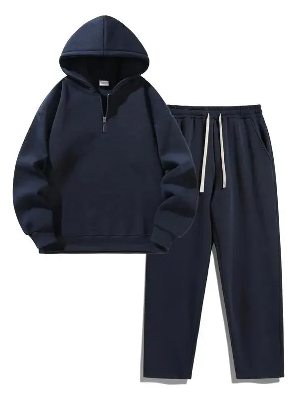Men's Plain Two-piece Sweatsuit Set