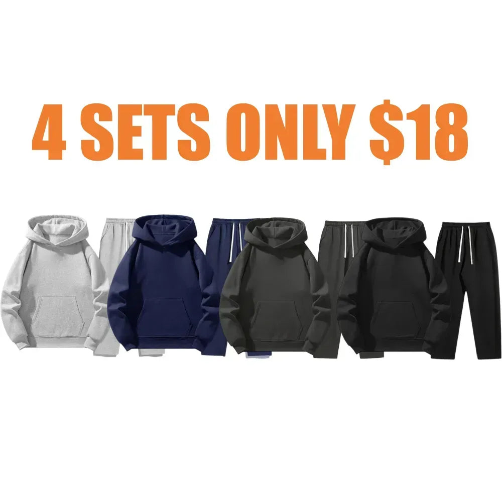 Men’s Casual Hoodie & Jogger Set – Two-Piece Daily Outfit