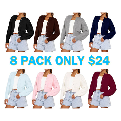 Women's Plain Button Front Longsleeves Cardigan