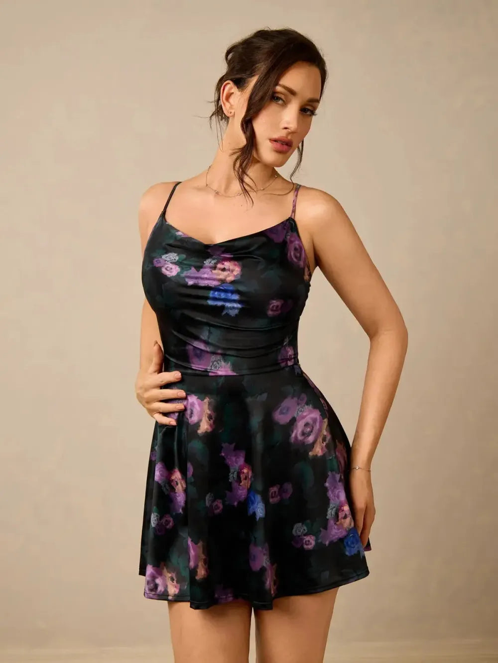Women's Sleeveless Style Sexy Satin Square Neck Tummy Control with Inbuilt Bra Casual