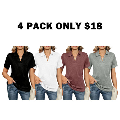 Women's Solid Color Basic Polo Shirt