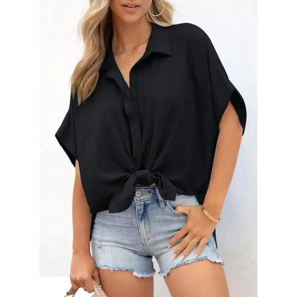 Women's Solid Short Sleeve Blouses