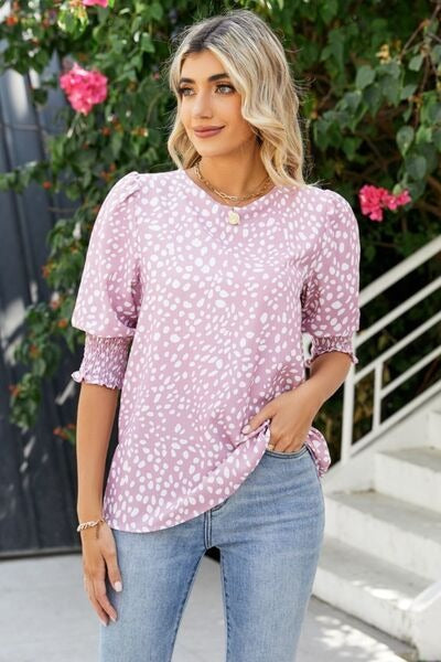 Cicy Bell Women's Polka Dot 3/4 Sleeve Blouse Tops Ladies Casual Office Work Crew Neck T-Shirt Spring Soft Crewneck
