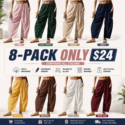 Womens Wide Leg Gingham Striped Plaid Pants