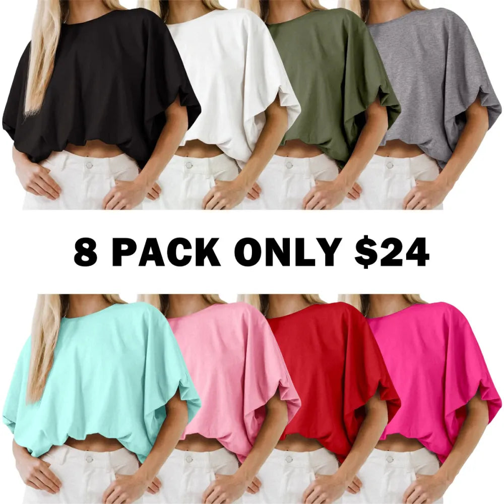 Women's Summer Crewneck Crop Tops