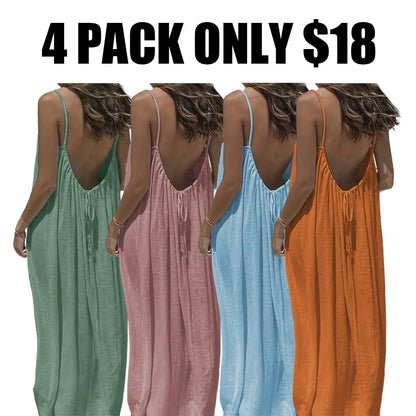 Womens Summer Casual Sleeveless Backless Cami Sundress 2026 Vacation House Dress