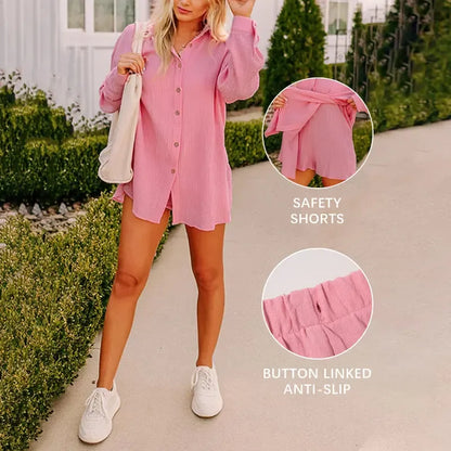 Women’s Gauze Shirt & Shorts Set