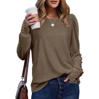 Long Sleeve Shirts for Women Blouses Dressy Casual Puff Sleeve Fashion Clothing Tops with Buttons