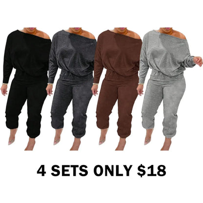 One Shoulder Two-Piece Set