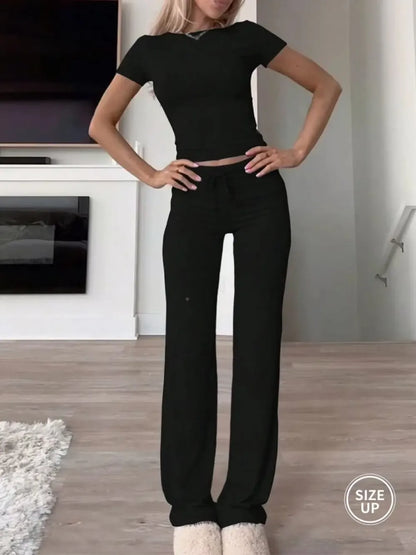 Two-Piece Set Plain Loungewear Set