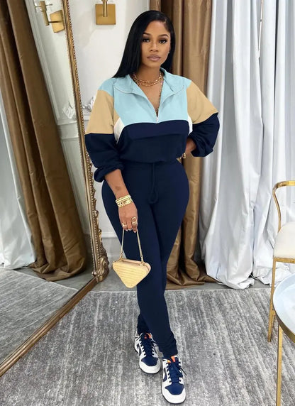 2-piece Colorblock Tracksuit Sets
