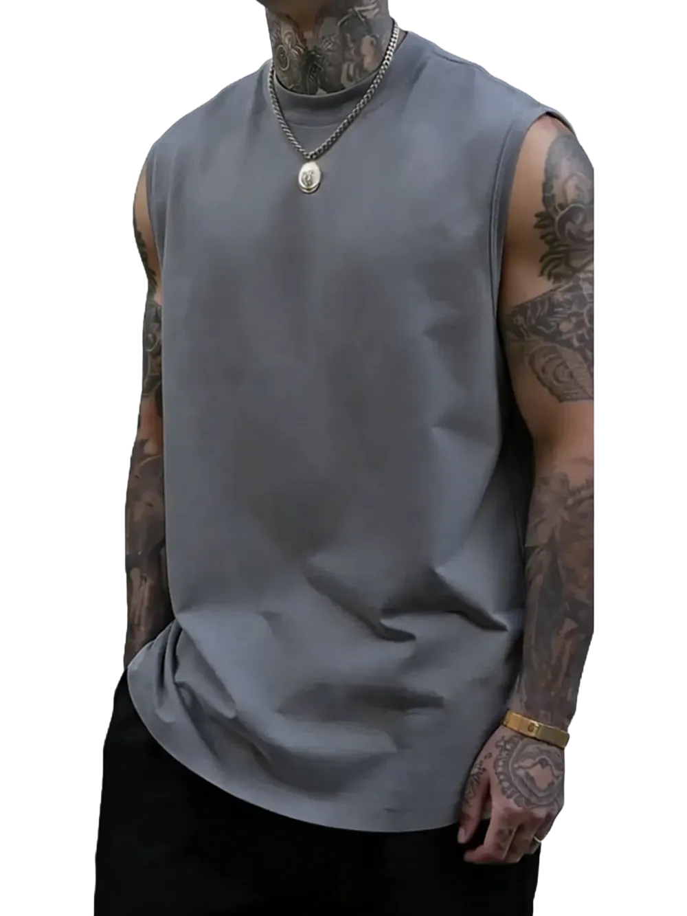 Men's Solid Color Round Neck Tank Top