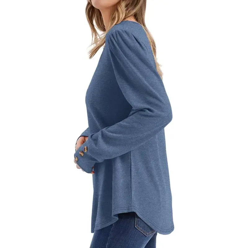 Long Sleeve Shirts for Women Blouses Dressy Casual Puff Sleeve Fashion Clothing Tops with Buttons