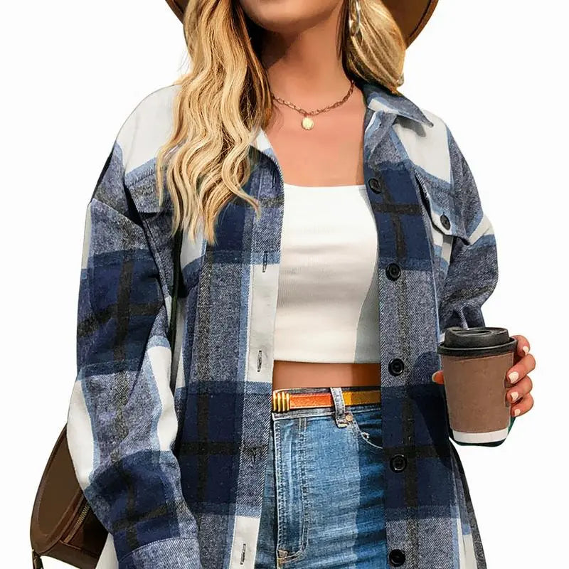 Women's Checkered Shirt Jacket