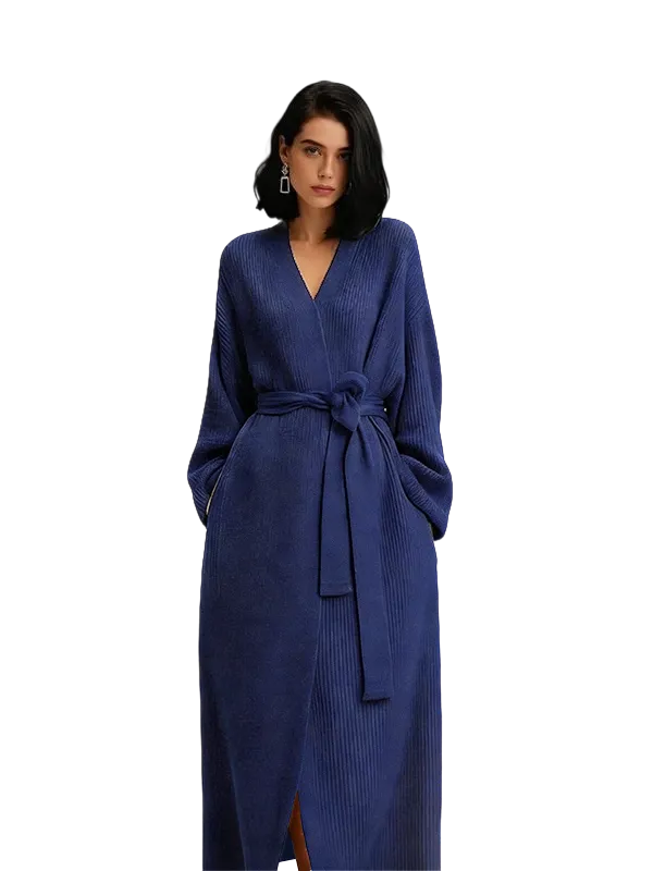 Women's double-sided plush bathrobe