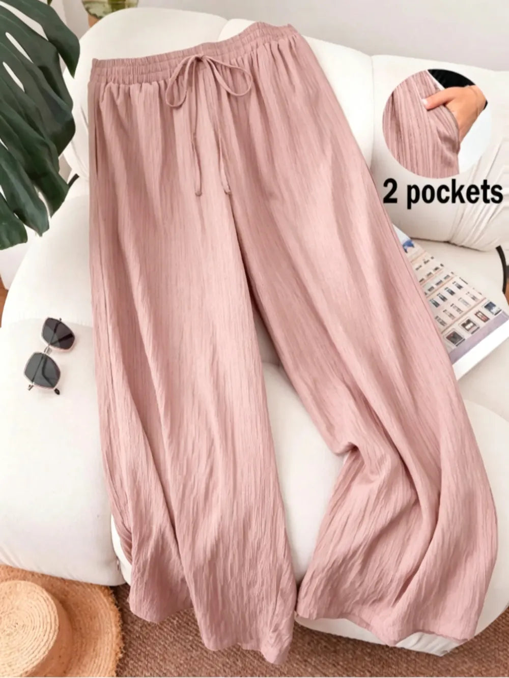 Women's Solid Color Wide Leg Pants