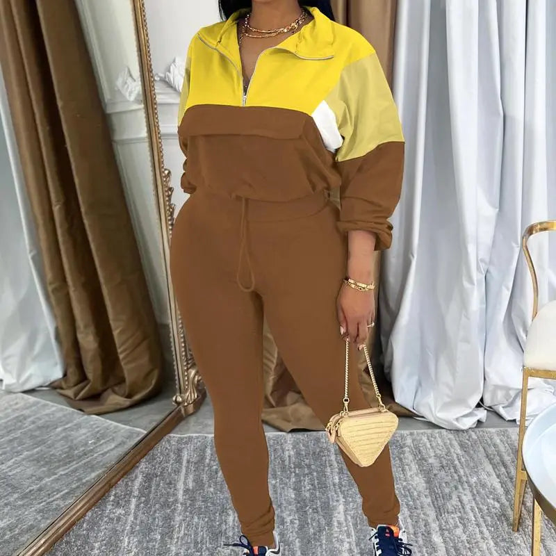 2-piece Colorblock Tracksuit Sets