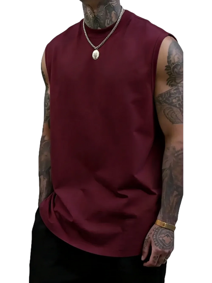 Men's Solid Color Round Neck Tank Top
