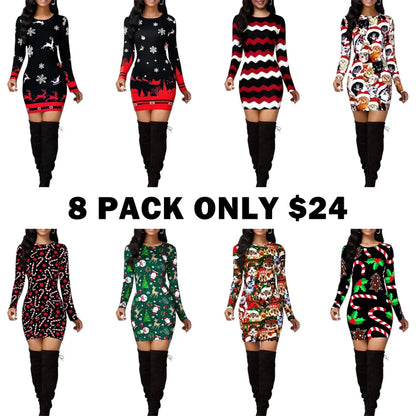 Women's Vintage Geometric Print Casual Long Sleeve Dress