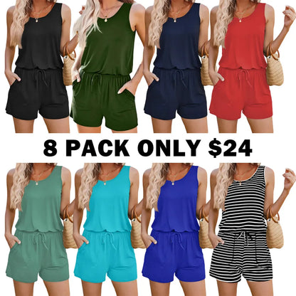 Casual Short Jumpsuit Rompers with Pockets